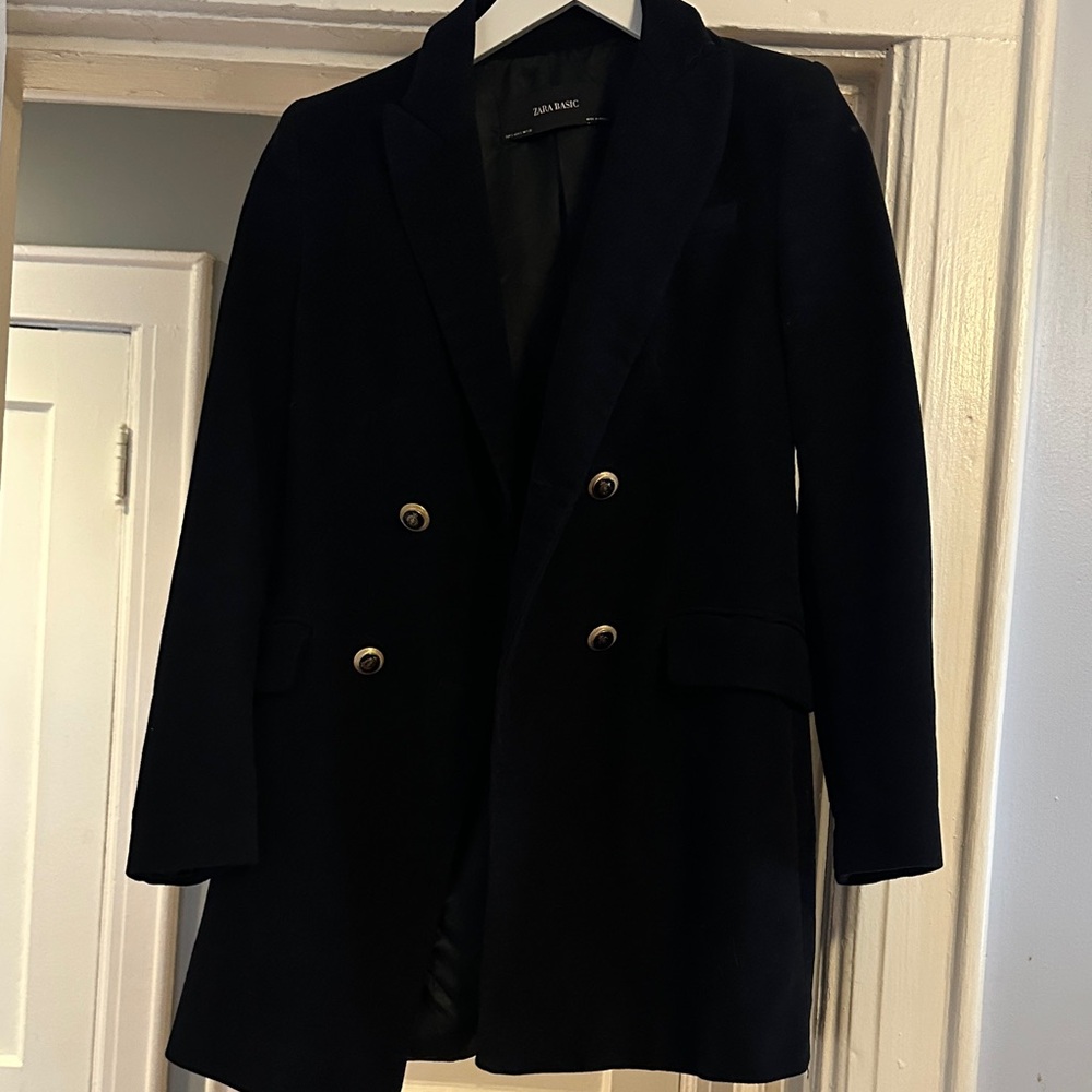 Zara Classic Black Pea Coat